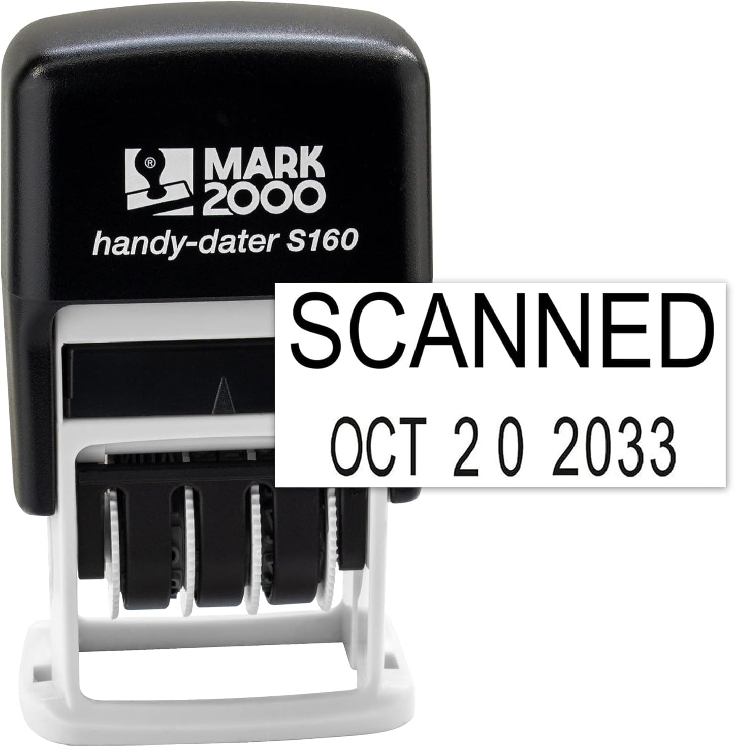 Mark 2000 Self-Inking Rubber Date Office Stamp with Scanned Phrase & Date - Black Ink (Handy-Dater S160), 12-Year Band