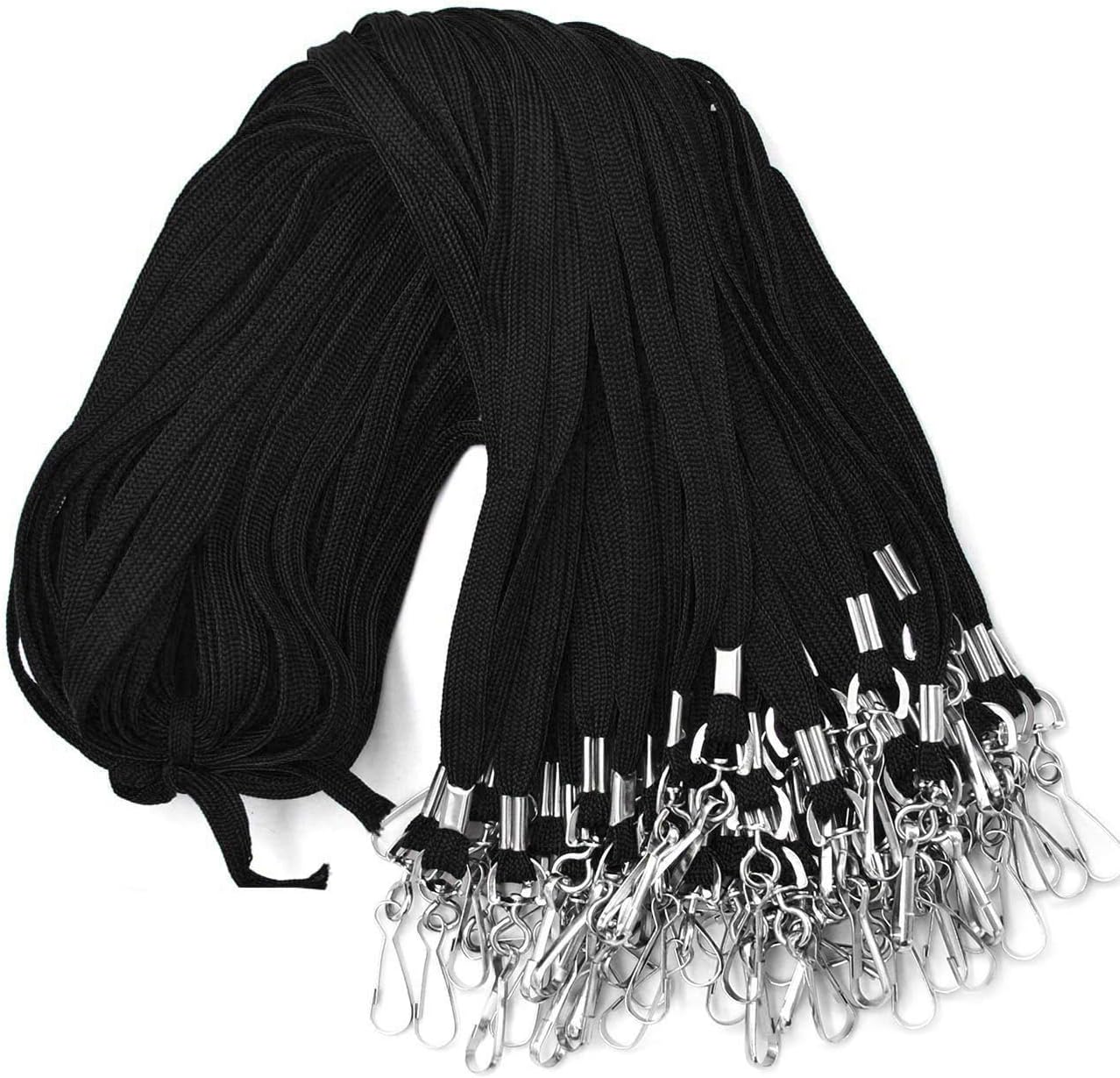 Beebel Lanyards 100 Pack Black Lanyards with Swivel Hook Clips for ID Name Badge Holder