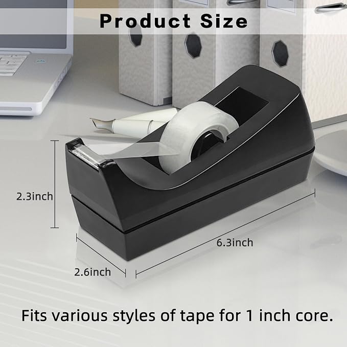 10 Pack Desktop Tape Dispenser Bulk Black Tape Roll Dispenser Non Skid Base - Image 2
