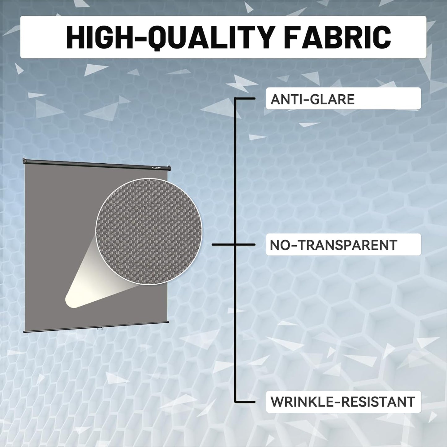 RAUBAY Retractable Pull Down Grey Screen Backdrop - 78.7" x 86.6" Collapsible Wall-Mount Background for Professional Video Production, Photography, TikTok and Video Conferencing