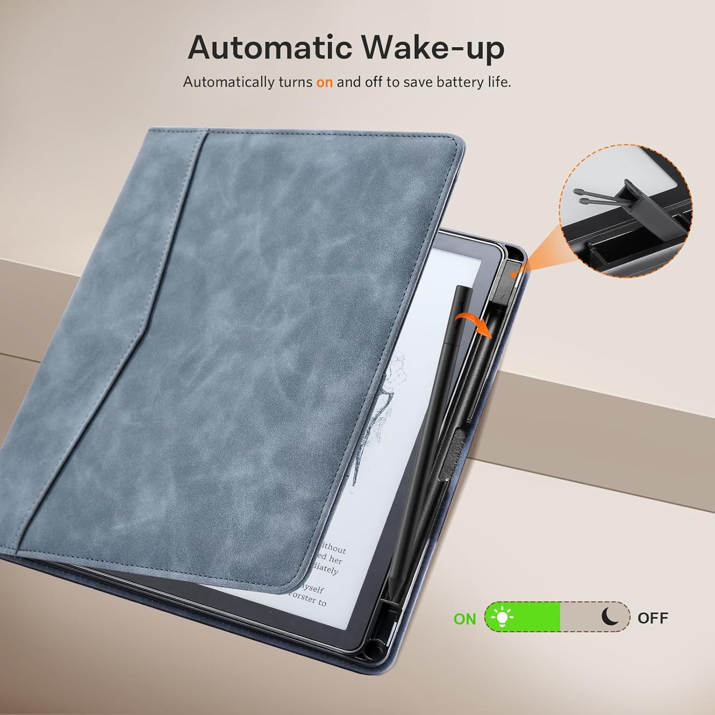 CoBak Premium PU Leather Case for Kindle Scribe 10.2", TouchPad D10, Boox Note Air 6, Folio Cover with Pen Holder, Auto Sleep/Wake, Card Slots & File Folders for Business, Not for Remarkable