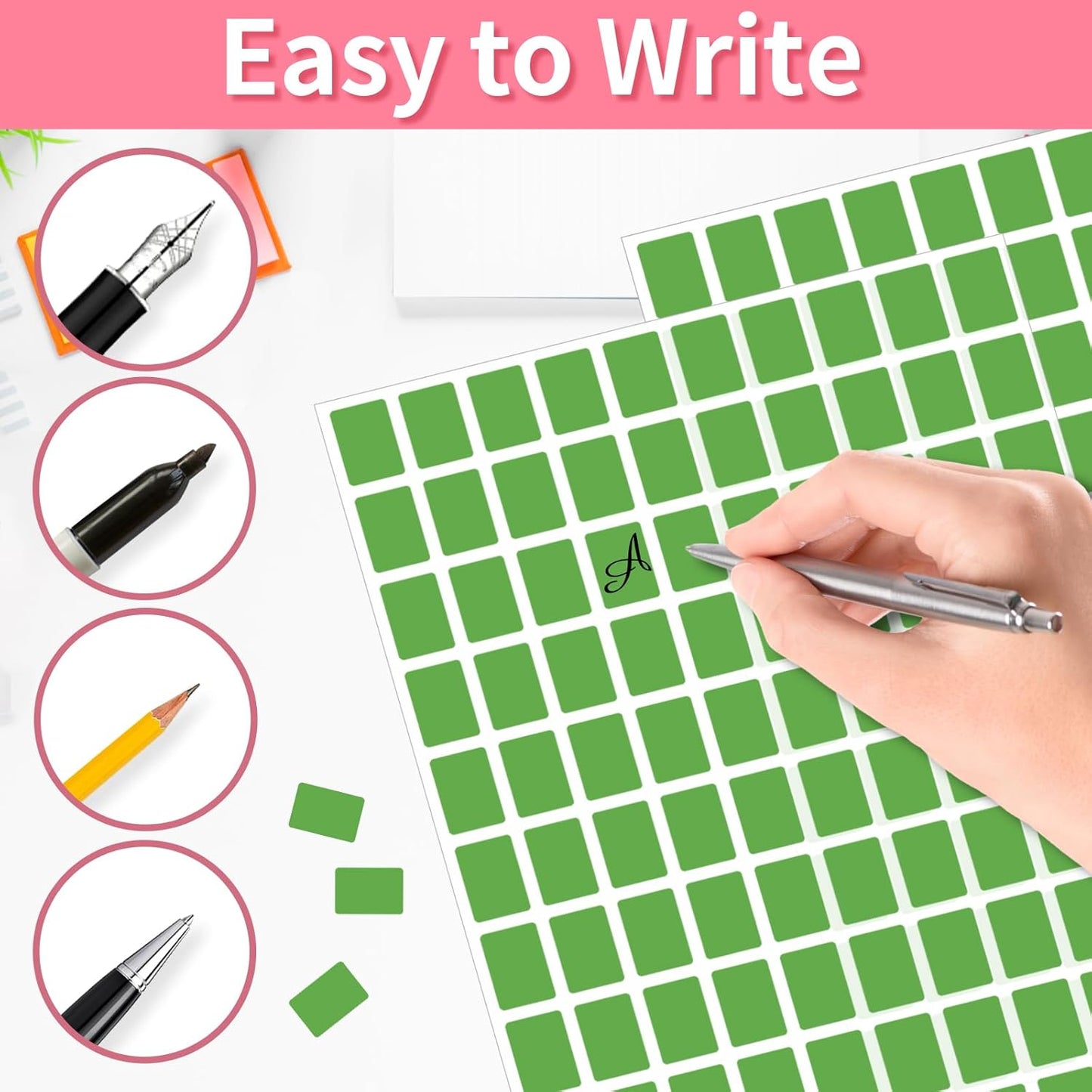 Starboling Color Coding Labels,3000 PCS 1/2" x 3/4" Green Rectangular Colored Labels Stickers,for Garage Sale,Price Tags,File Folder Tabs,and Classroom Organization