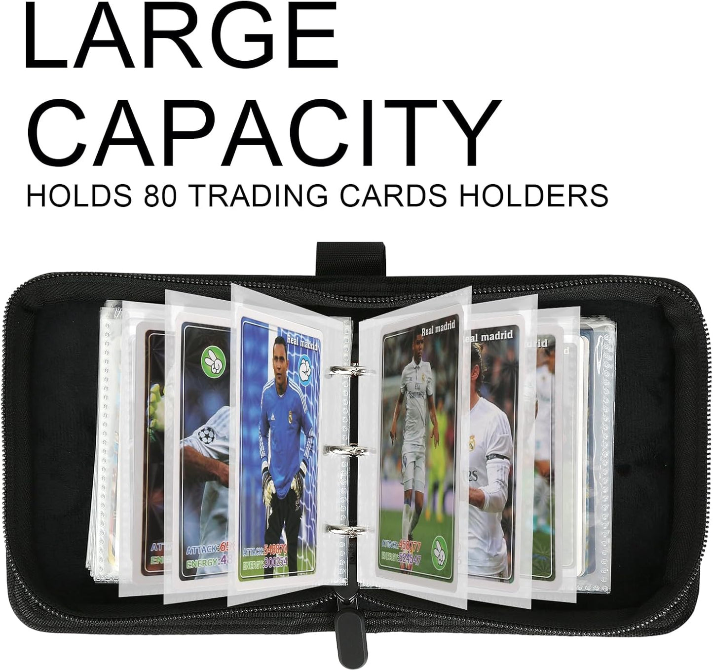 Mini Card Binder 1 Pocket, 80 Pockets Trading Card Binder, Premium Small 2 Pocket Trading Card Collection Album Folder with 40 Sleeves Double Sided - Gifts for Kids (Black）