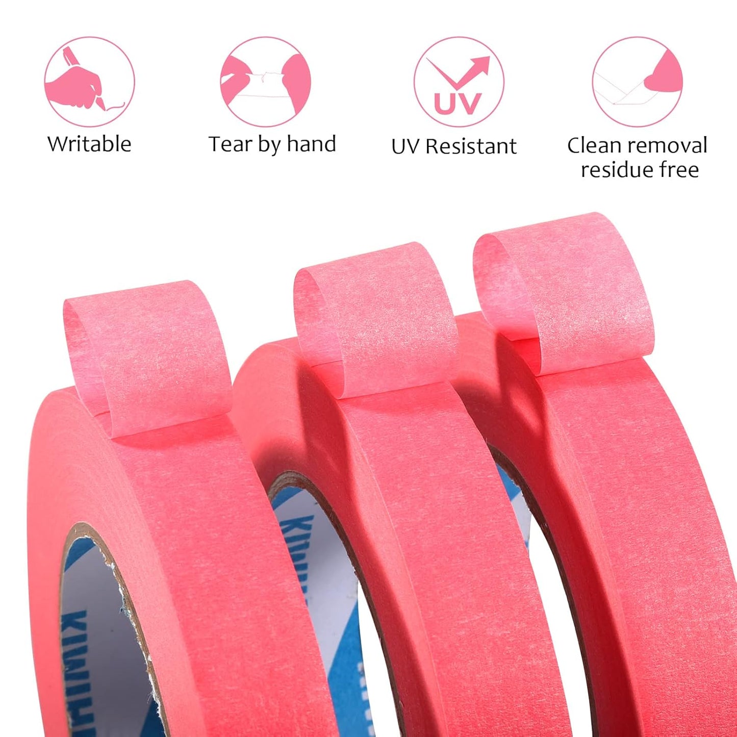 Pink Painters Tape,0.7" x 60 Yards x 3 Rolls (180 Yards Total) - Medium Adhesive Masking Tape for Painting,Labeling,DIY Crafting,Decoration and School Projects