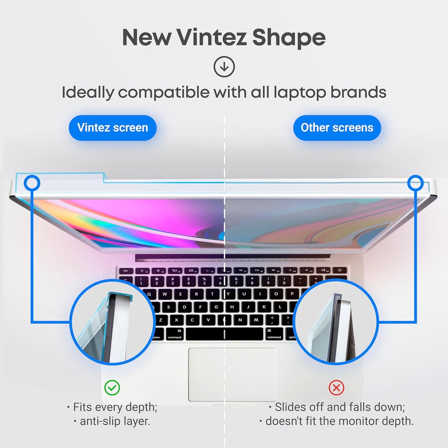 VINTEZ Blue Light Screen Protector for 15.6 Inch Computer Monitor and Laptop – Anti-UV Blue Light Blocking Film for Desktop PC, Eye Protection Filter, 14.2" x 8.7", 2 Pack