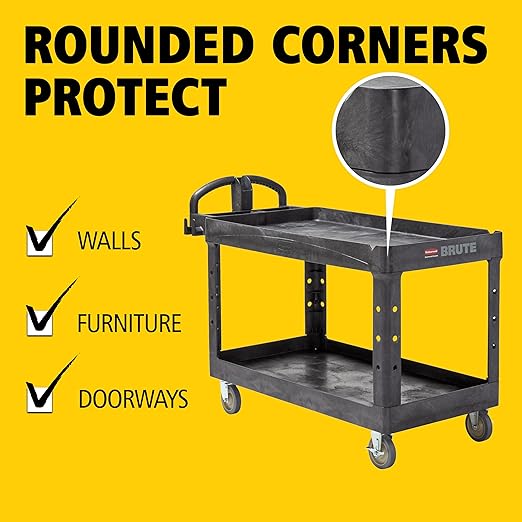 Rubbermaid Commercial Products BRUTE Heavy Duty 2-Shelf Utility/Service Cart - Image 4