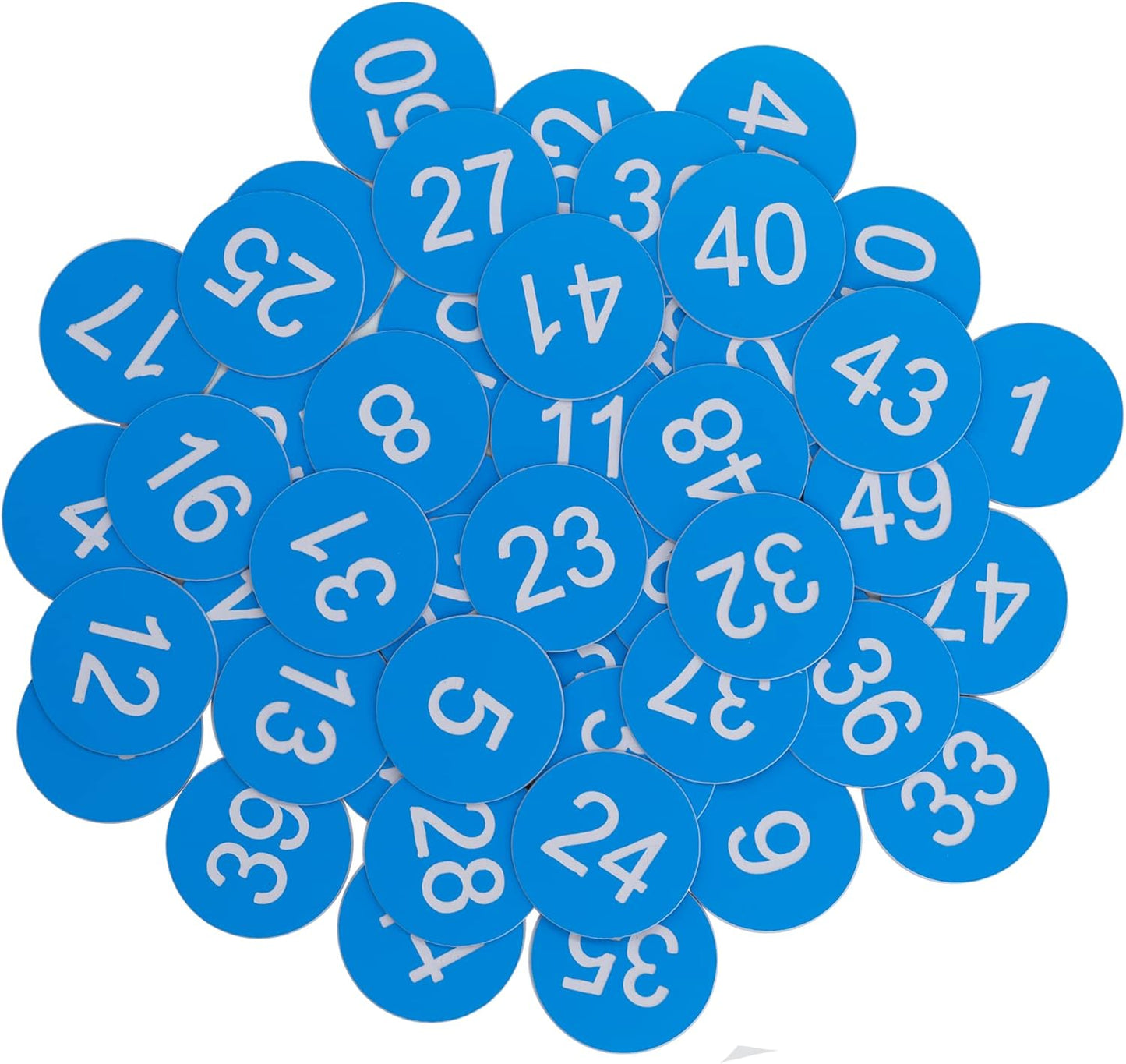 StayMax Plastic Number Tags Engraved Numbered Tags Without Hole (1-50, Lightblue)