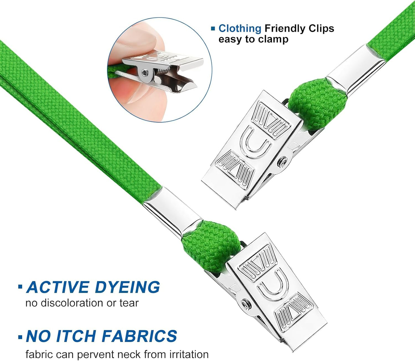 100 Sets Lanyards for Id Badges and Clear Plastic Vertical Name Badge ID Card Holders, Flat Neck Lanyards with Clip Waterproof Resealable Name Tag Badge ID Card Holders, Green