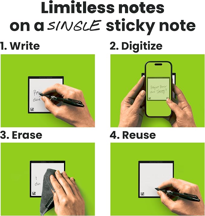 Rocketbook Reusable Sticky Notes Starter Pack, Restick and Reorganize Memo Pads - Image 2