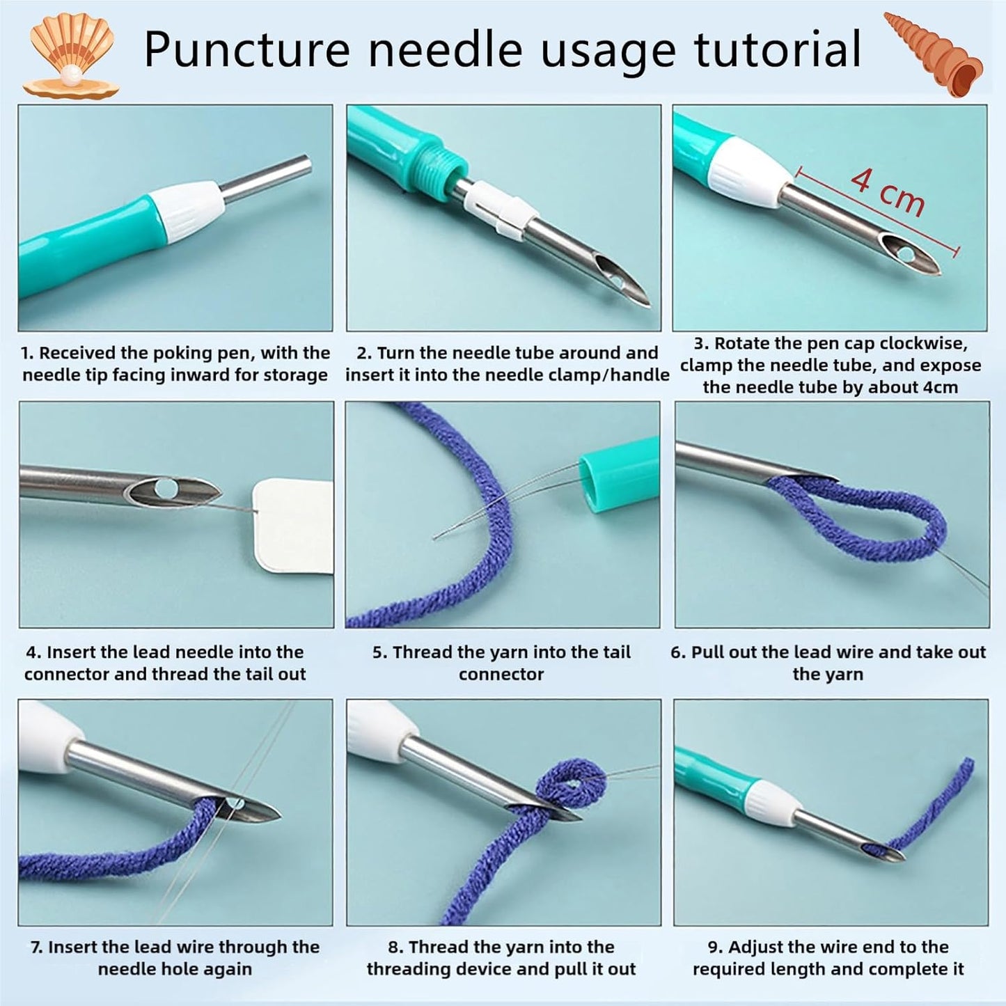 ILYUFO Punch Needle Kits Adults Beginner DIY Dreamy Beach Style 8 in Hoop Embroidery Set Starter Punch Needle Tool for Art Crafts, Ideal for All Ages, Perfect Festival Decoration & Gift (Surf)