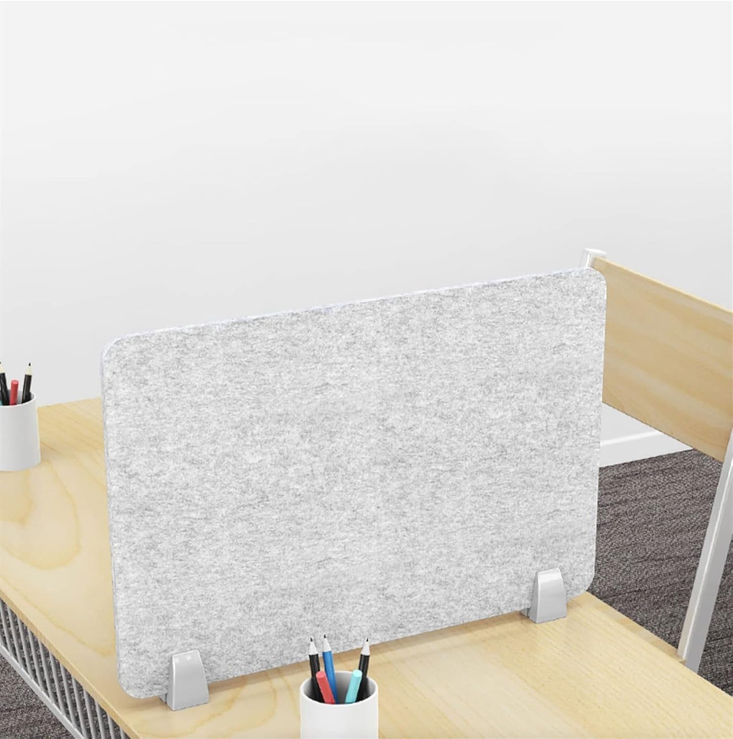 Icegrey Acoustic Desk Divider Privacy Panel Removable Sound Absorbing Desk Partition Board with 2 Clips for Student Call Centers Offices Braries Classrooms Library, Silver Grey, 15.6x11.7"