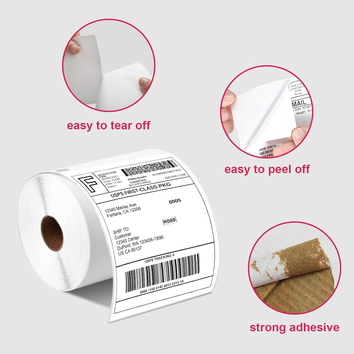 4" x 6" Thermal Shipping Labels, 880 Labels (4 Rolls), Compatible with Dymo LabelWriter 4XL, Water & Grease Resistant, BPA Free