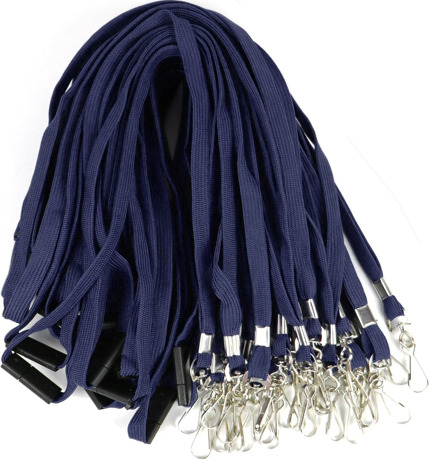Ollain 25 Pack Breakaway Lanyard with J-Hook Bulk Flat Lanyards for Name tag ID Badges (Midnight Blue, Breakaway 25 Pack)
