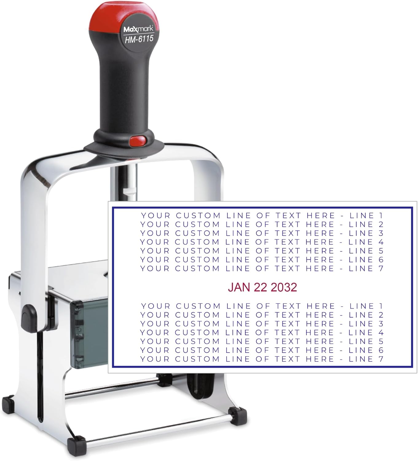 MaxMark Super Heavy Duty Date Stamp with 14-Line Custom Text – The Largest Custom Text Date Stamp on The Market - 6115 - Choose from Many Font and Color Options