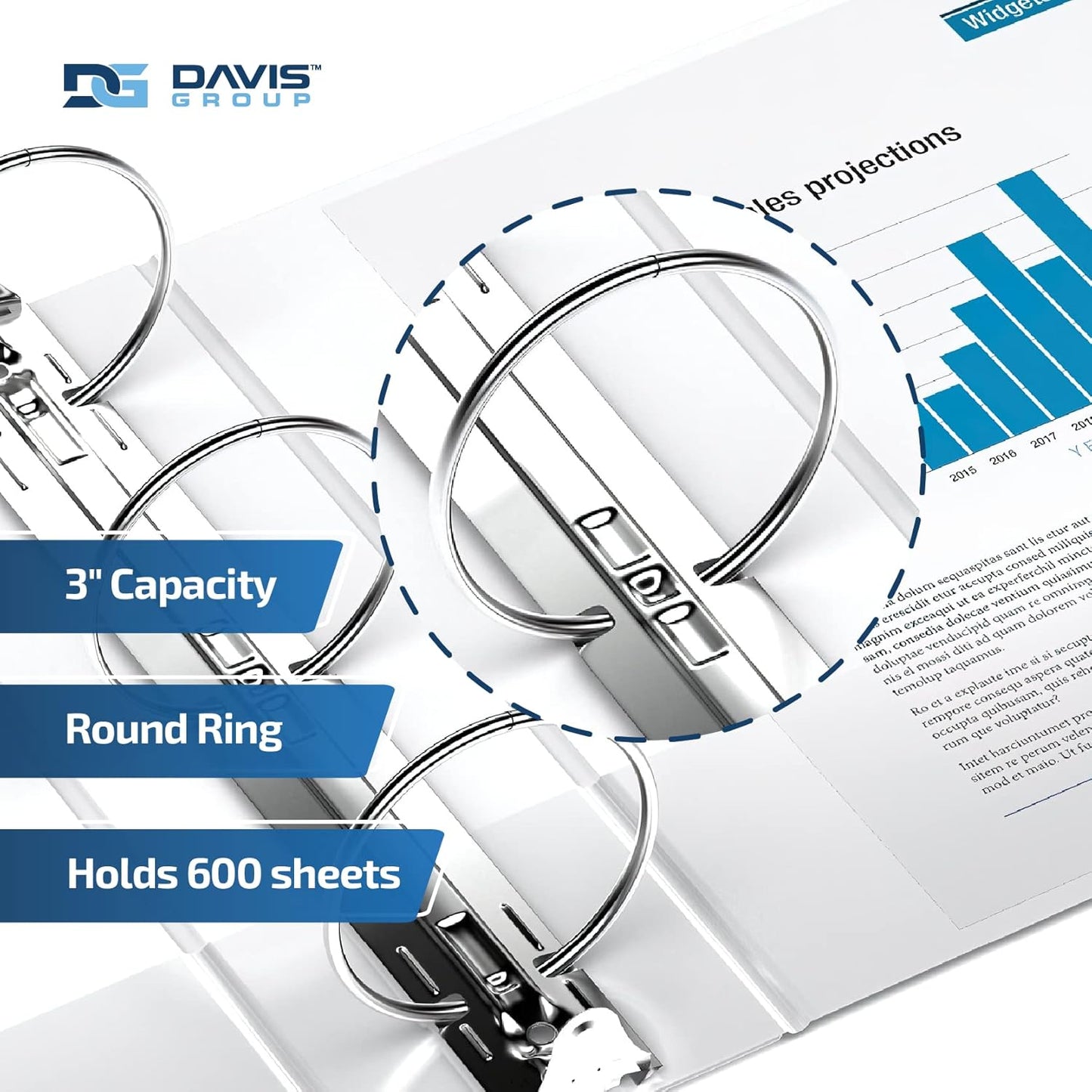 Premium Economy 6-Pack 3-Ring Binders for School or Office, Round-Ring Binders, 3 Inch, White