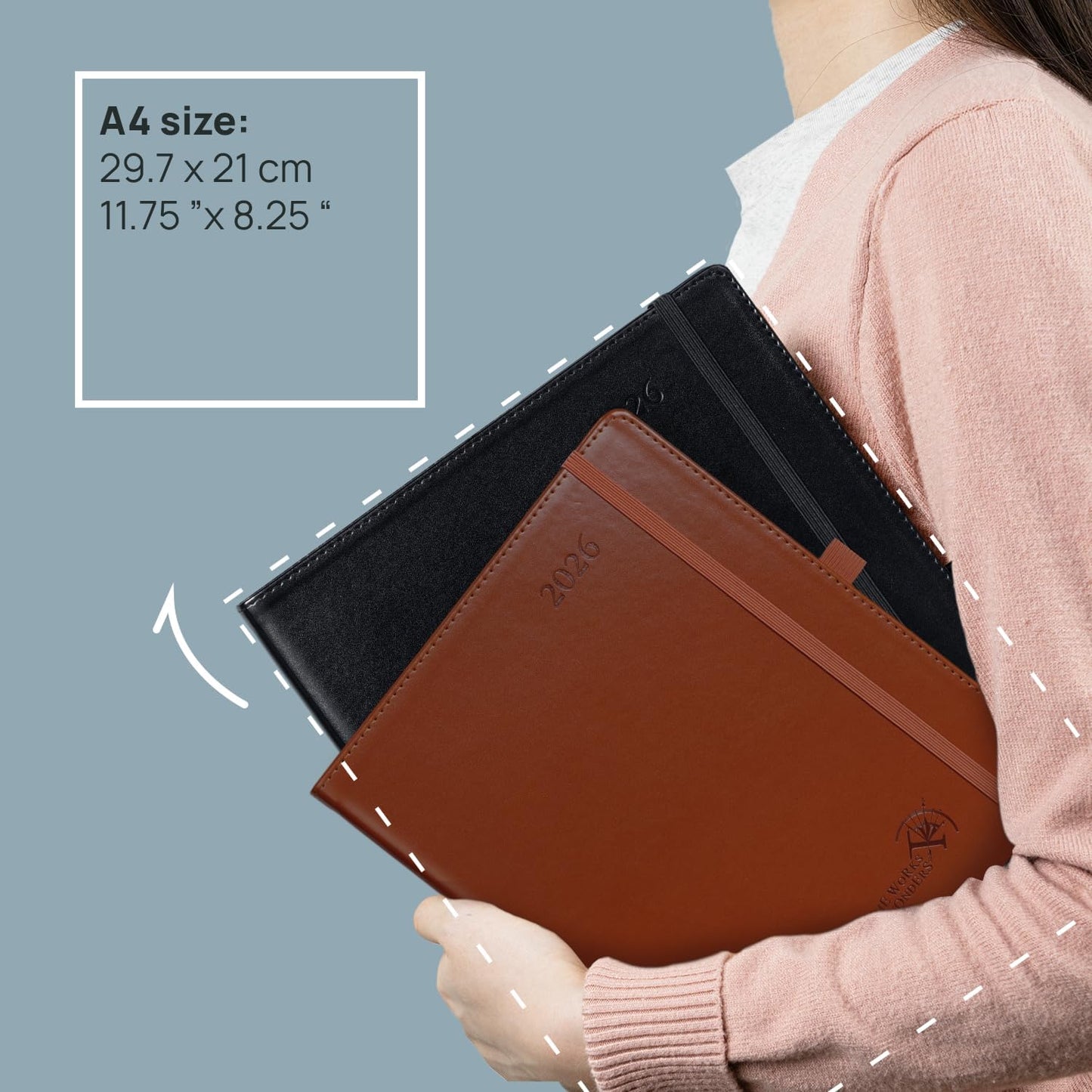 POPRUN Monthly Planner 2026-2027 (Large-8.25'' x 11.75''), 16 Months Calendaer (Dec 2025-Mar 2027) Appointment Book with Stair Tabs, Inner Pockets, Pen Holder, PU Leather Softcover - Black