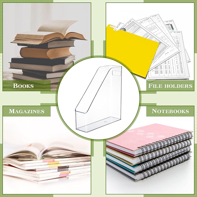 20 Pcs Clear Acrylic Magazine File Holder Plastic Desk Organizer - Image 6