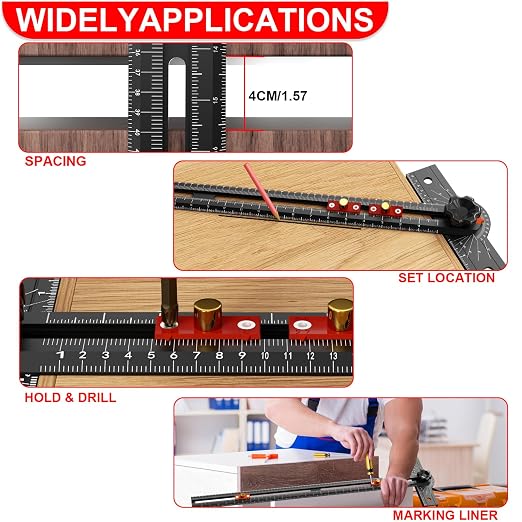 29 Inch Woodworking T Square Ruler, Aluminum Alloy, Adjustable Angle 15-165° - Image 7