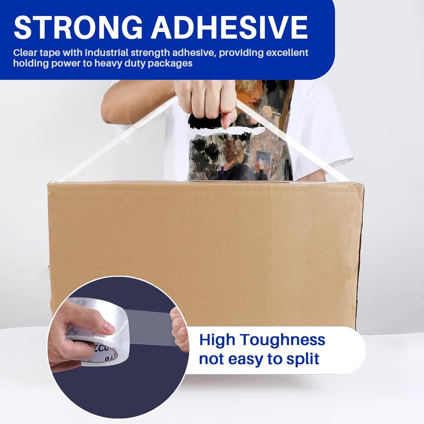 Clear Packing Tape, 36 Rolls Heavy Duty Packaging Tape with Dispensers for Packing Shipping Moving and Sealing, Thicker Packing Tape-2" x 65 Yards Per Roll, 2340 Total Yards