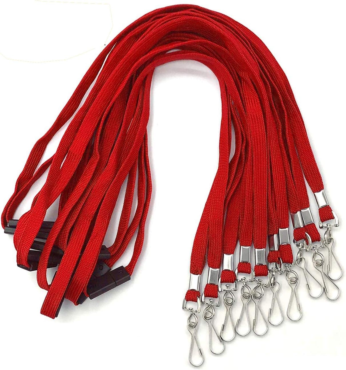 Safety Lanyards Premium Breakaway Lanyard Comfortable Neck Straps Lanyards Swivel J Hook for ID Badges (Red, 50 Pack)