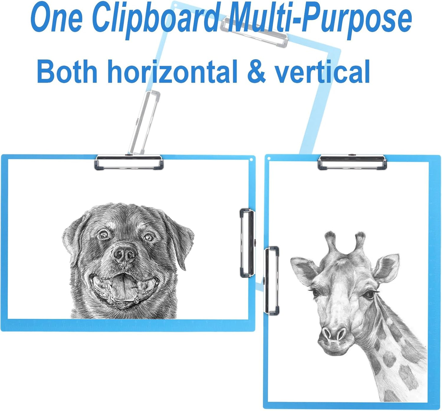 Acocony 11x17 Clipboard Double Clip Extra Large Clipboard Low Profile Clip 11 x 17 Clipping Board Plastic Blue Pack of 1