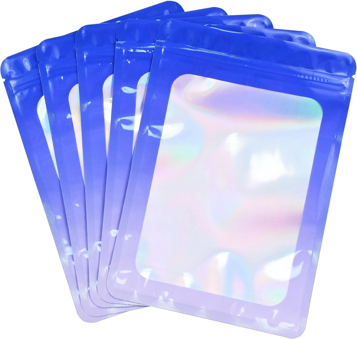 Resealable Mylar Pouch Pen Bags Great for Office Home Party Favor Food Storage Cookies Sample Jewelry Snack (100PCS, Purple and Blue Color, 3 x 4.7 inch)