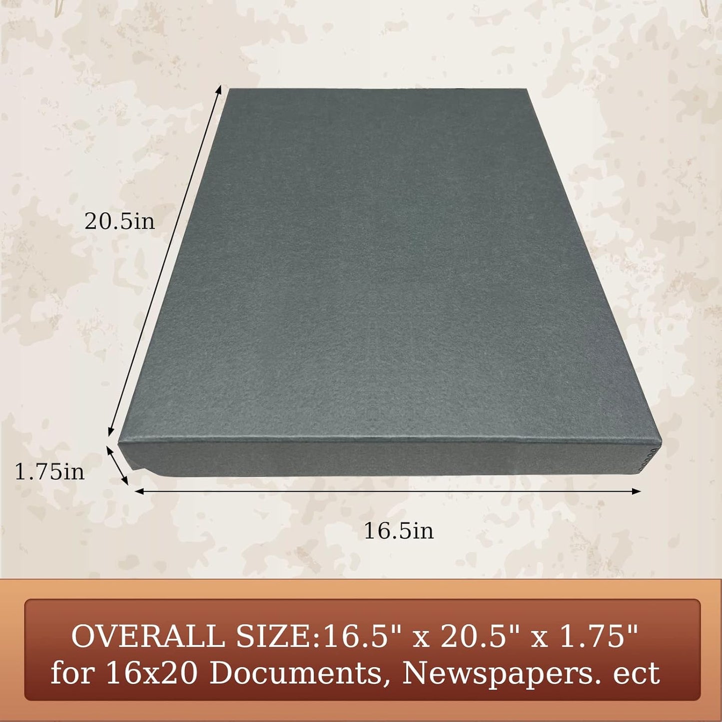 Golden State Art, Archival Folio Storage Box 16x20, Clamshell Design with Metal Edge, Preserve And Store Photos Documents Cards Prints Arts Crafts DIY, Gray