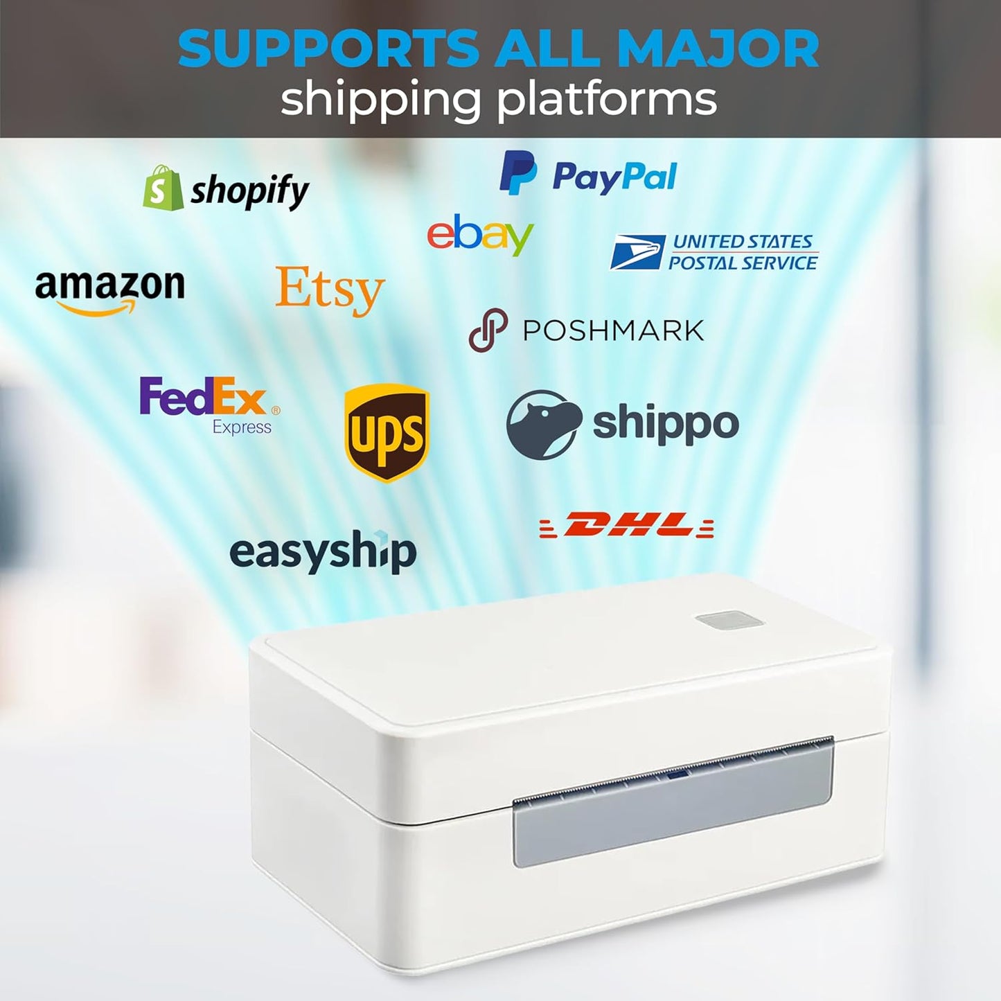 3044C-WF 300 DPI WiFi Shipping Label Printer Label Design Software on Windows, Print Wireless on Windows iPhone/iPad Mac Android UPS FedEx Ebay Shopify Shipstation Fanfold Direct Label