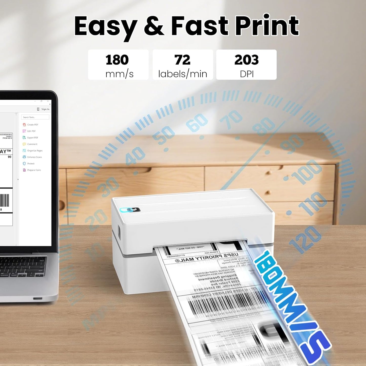 Bluetooth Thermal Label Printer, Wireless 4x6 Shipping Label Printers for Small Business, Compatible with Android&iOS and Windows, Address Label Printer for Amazon, Ebay, Shopify, Etsy, USPS