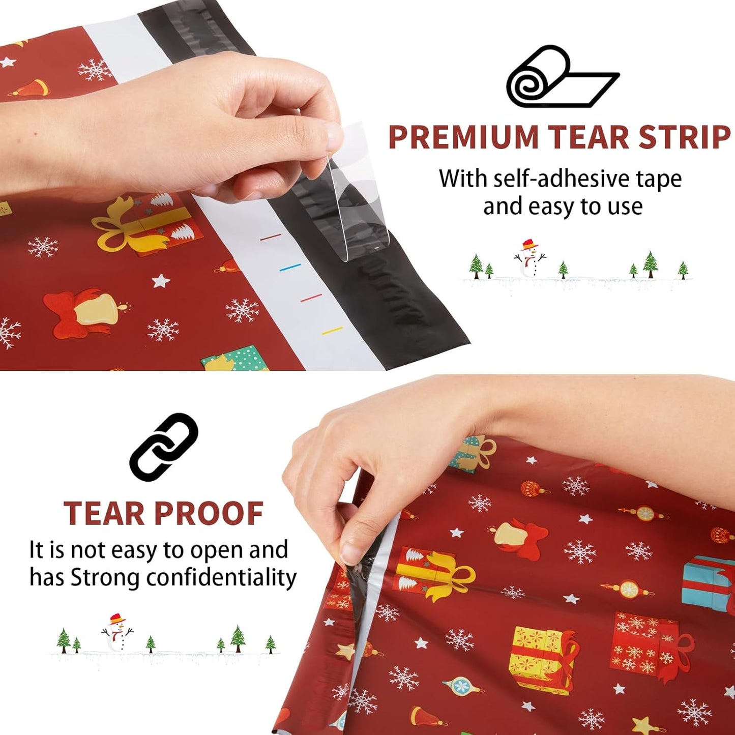 Oududianzi Christmas Poly Mailers 10x13, 100Pack Christmas Shipping Bags, Christmas Mailers Poly Bags for Shipping, Holiday Poly Mailers 10x13, Christmas Packaging Gift Bags