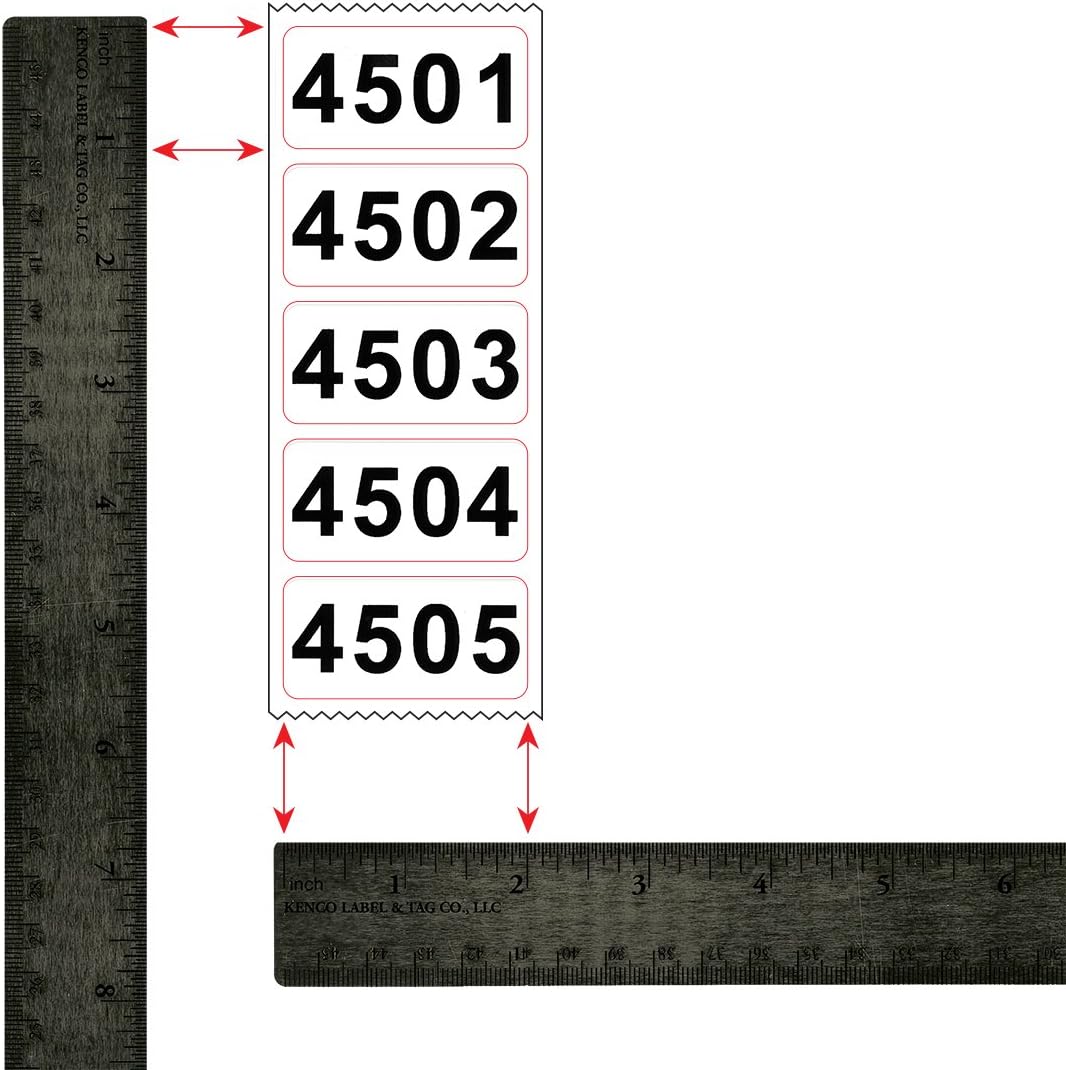 Consecutively Numbered Labels Self Adhesive Durable Vinyl- Measure: 2" X 1" by Kenco (ROLL 4501-5000)