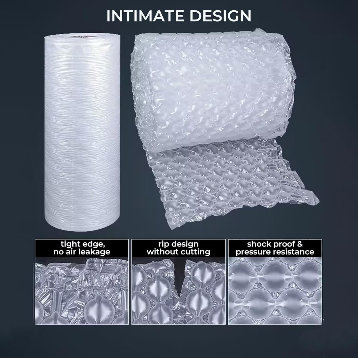Air Cushion Film, 985Ft Roll Bubble Bags Film, Bubble Cushioning Wrap for Gaps Filling & Cushioning, Anti-Shock, Moisture Resistant, High Air Tightness, 16 Inch Width