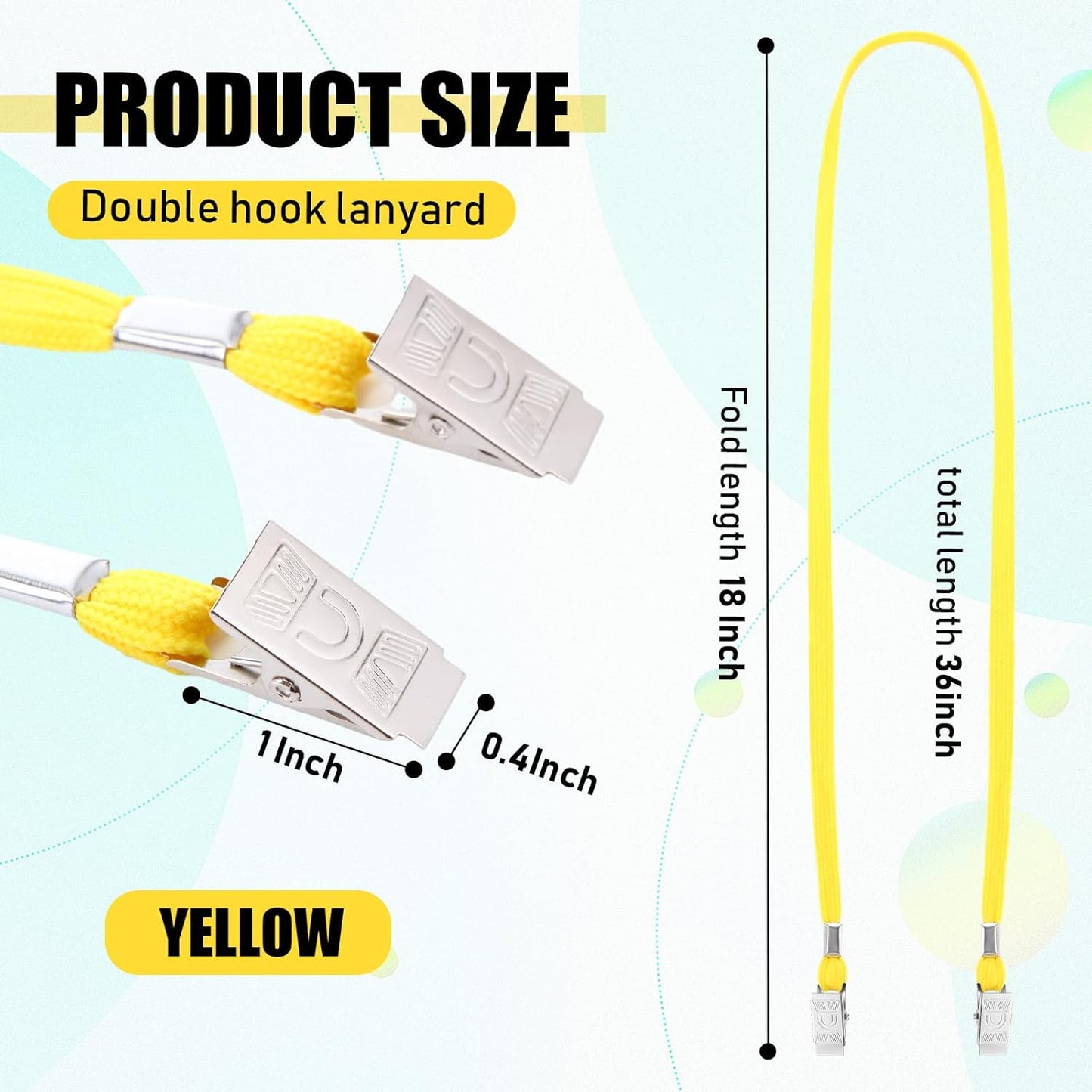Patelai 100 Pack Double Clip Lanyards Bulk Face Mask Lanyard Twist Free 2 Hook Design Adjustable Badge Neck Strap for Conference Office Class Essential Back to School Gifts ID Card Keychain (Yellow)