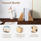 Karibiber Marble Bookends for Heavy Books, Decorative Book Ends for Shelves - Image 2