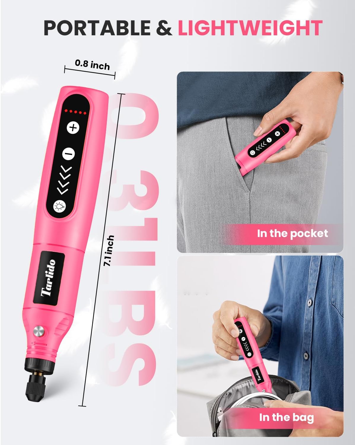 Cordless Rotary Tool Kit, 3.7V 2.0Ah Rechargeable Battery, 18000RPM 5-Speed Multi Power Carving Tools, 31Pcs Accessories, Engraving, Sanding, Grinding, Polishing, Carving, Etching, DIY-Pink
