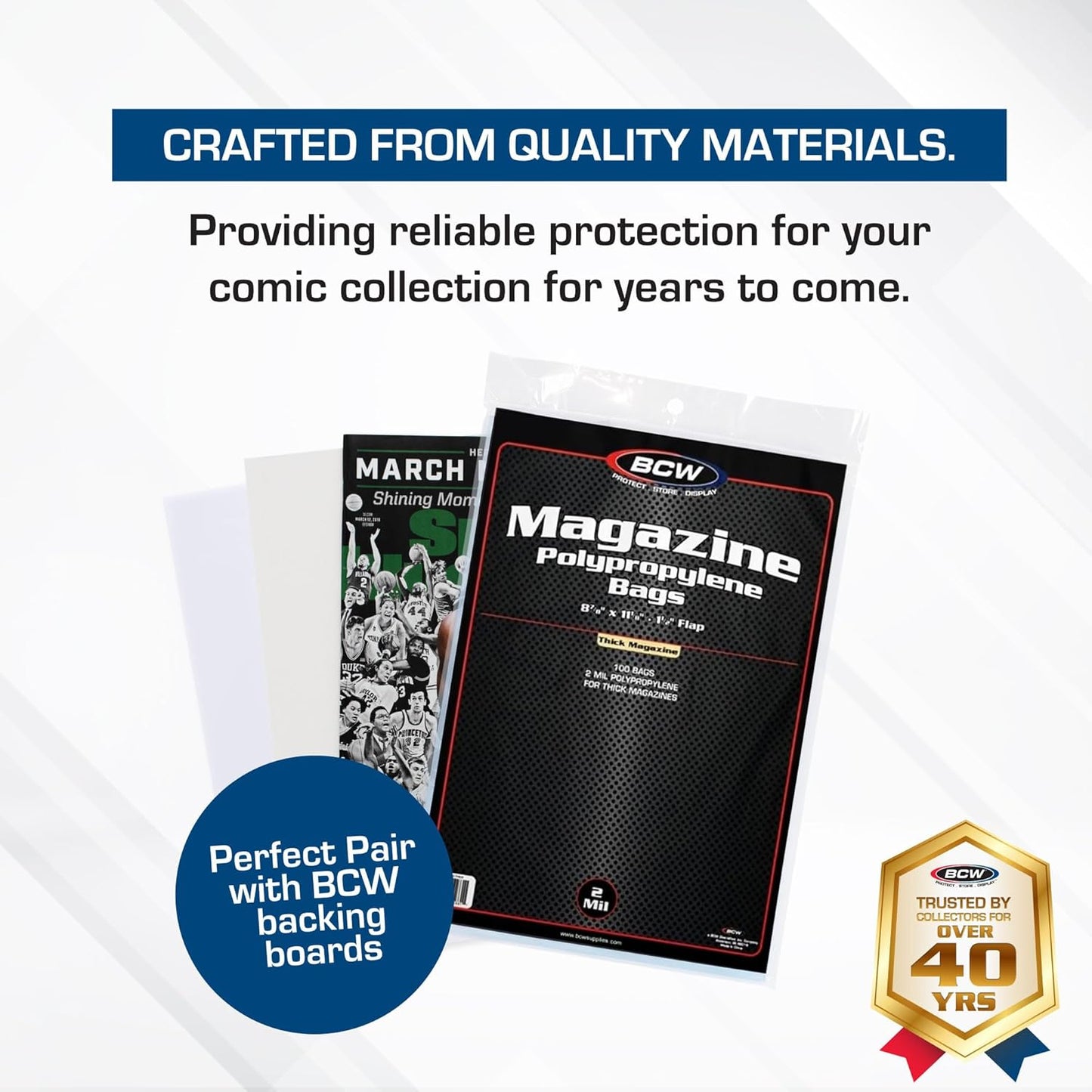 BCW Thick Magazine Bags - 5 Pack of 500 | Acid-Free, Clear Polypropylene Sleeves for Archival-Quality Storage of Collectible Magazines | Protect and Showcase Your Valuable Comic Book Collection