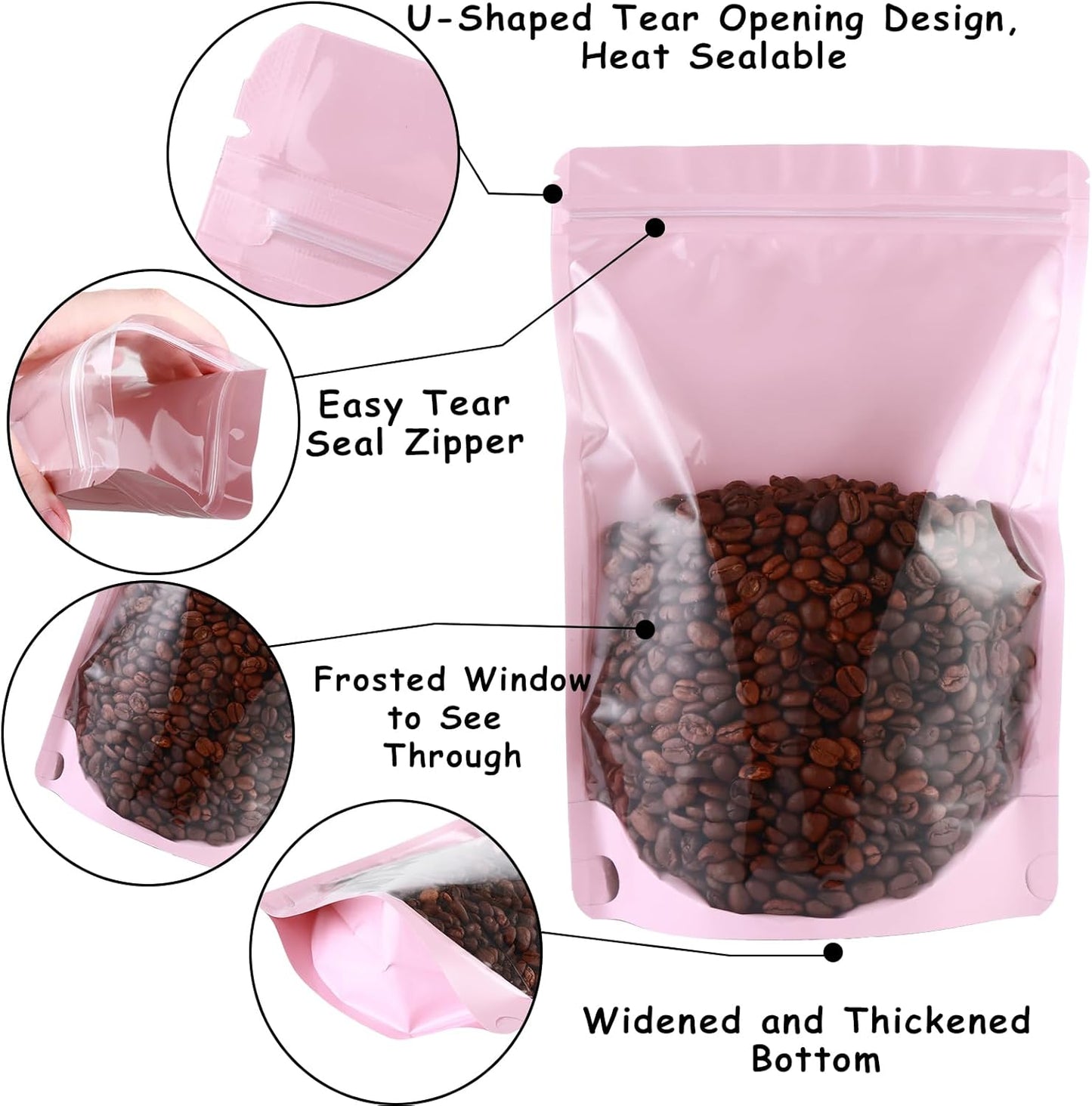 150 Pcs Mylar Bags for Food Storage, 6x9 Mylar Bag with Window Stand Up, Bulk Holographic Resealable Bags Smell Proof Bag Food Packaging for Small Business Freeze Dried Candy Jewelry Foil Packaging