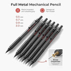 Nicpro 30PCS Black Metal Mechanical Pencil Set in Leather Case, Art Drafting - Image 2