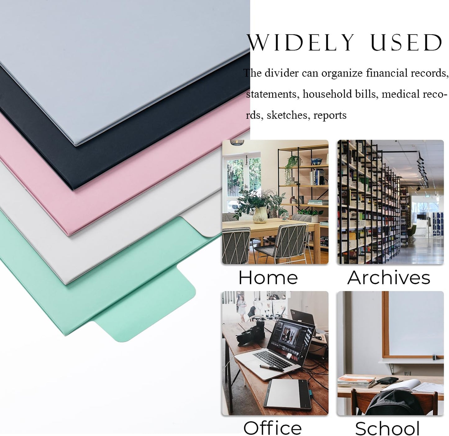 Y YOMA Colored 3 Ring Binder Dividers with Pocket Letter Size Paper Binder Tabs Page Dividers Cute Decorative Binder Index Dividers for Office School Home with 1/5-Cut Tabs, Fashion Color(5 Sheet)