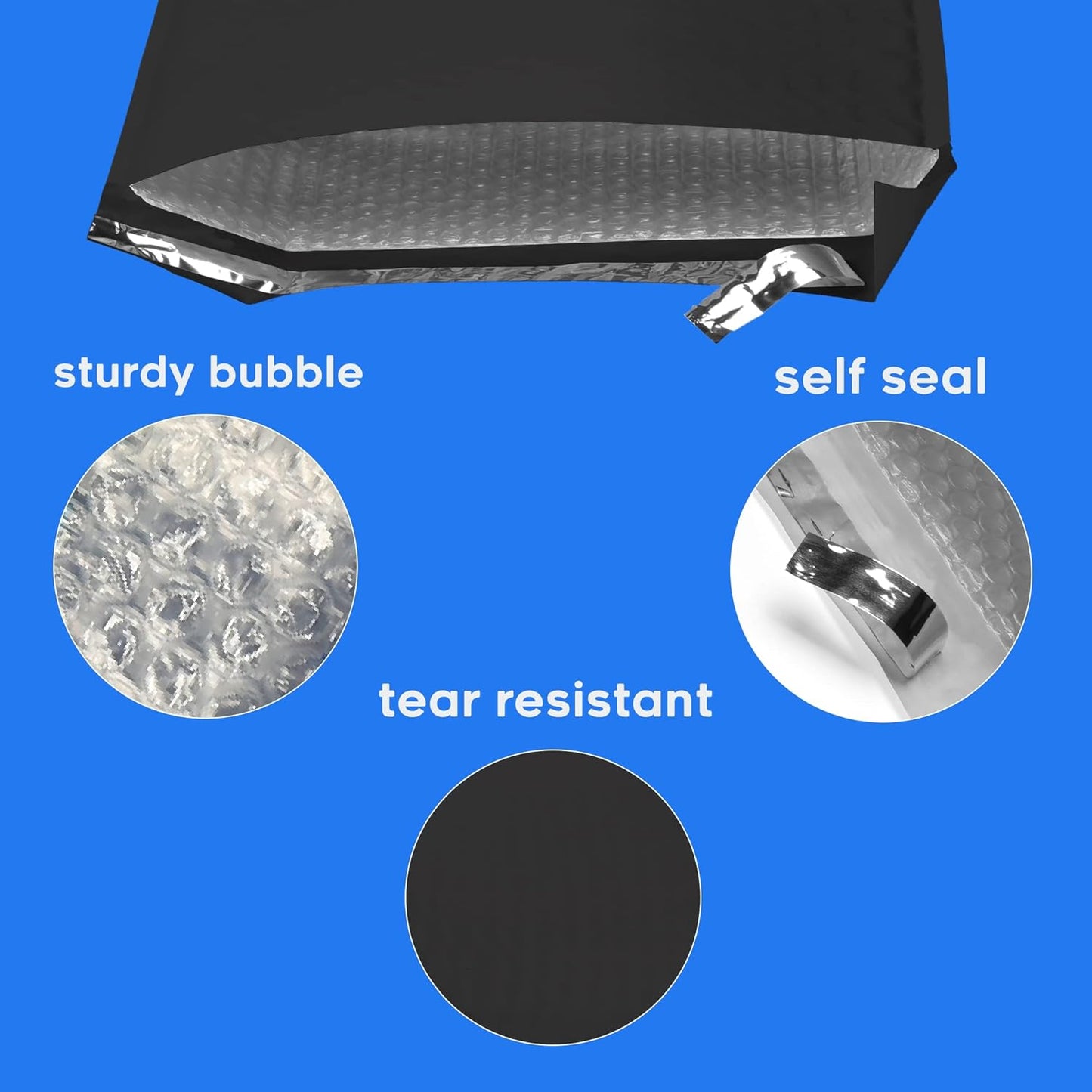 The Boxery Colored Poly Bubble Mailers (#2 8.5x12'', Black)