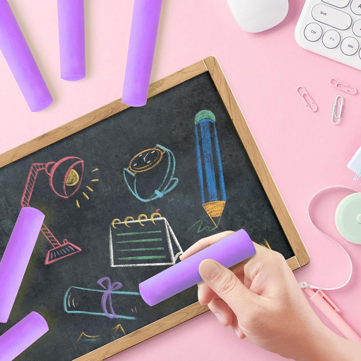 50 Pack Washable Sidewalk Chalks for Kids Non-Toxic Jumbo Chalk for Outdoor Art Play, Colored Chalk for Painting on Chalkboard, Blackboard and Playground (Purple)