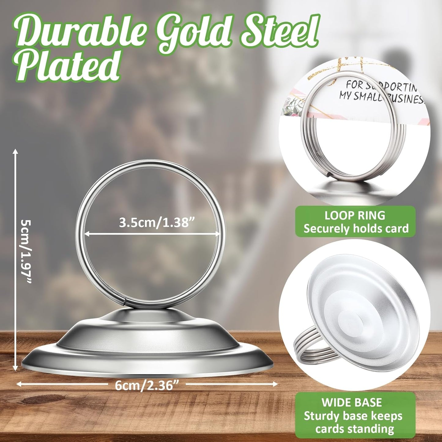 24 Pcs Table Number Holders Metal Place Card Holders Table Number Stands Tabletop Menu Sign Stands for Wedding Restaurant Recipe Banquet Birthday(Matte Nickel)