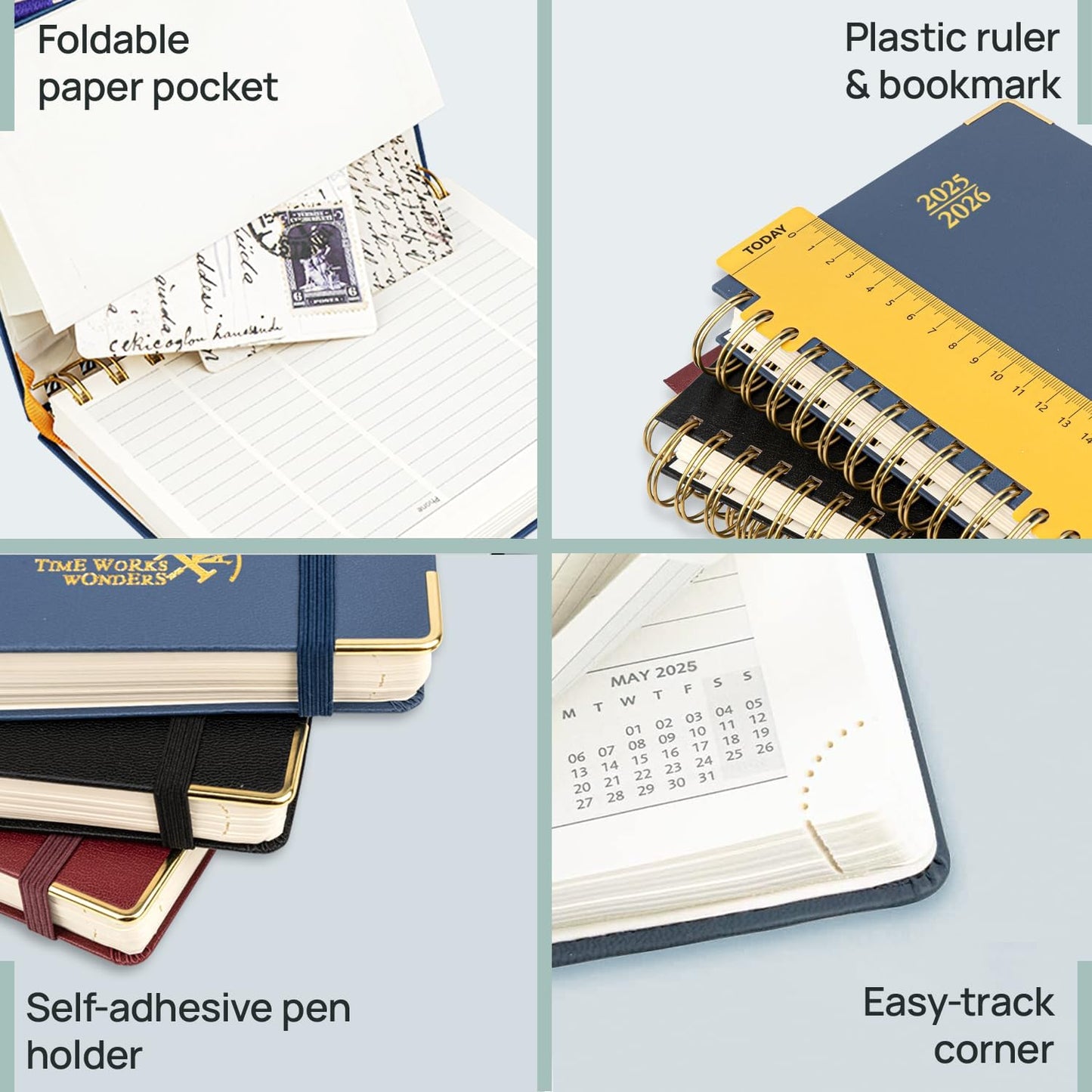 POPRUN Academic Daily Planner 2025-2026 One Page A Day - [5.75" x 8.5"- Spiral Hard Cover], Appointment Book (July 2025 - June 2026) with Monthly Calendar - Light Yellow