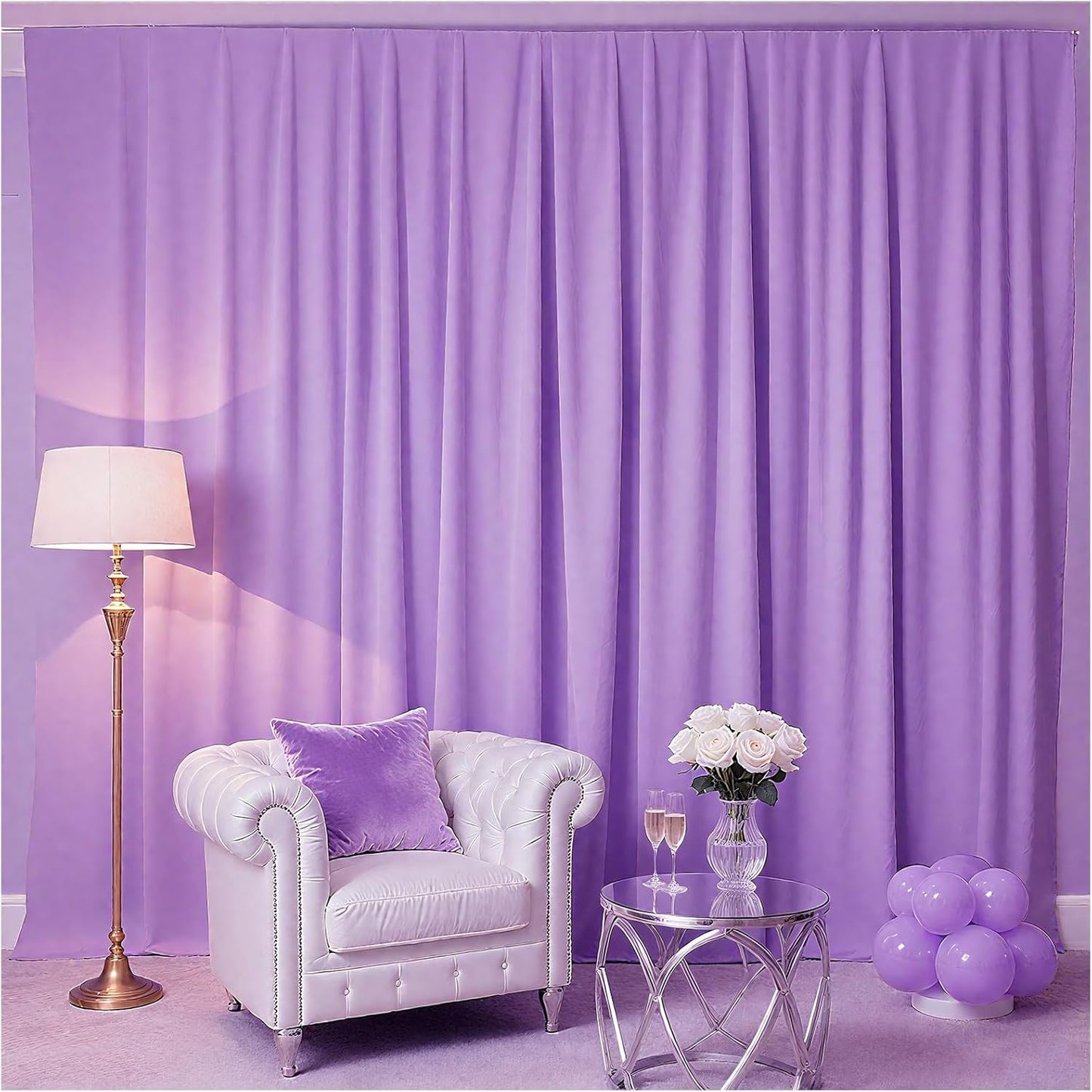 Lavender Backdrop Curtains 30x10ft: Party Backdrop Drapes Fabric - Wedding Photography Background Decorations