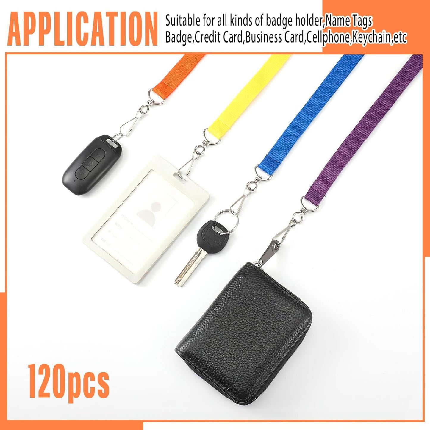 Patelai 120 Pcs Breakaway Lanyards with J Hook Bulk Flat for ID Badges Neck Badge Lanyards Card Nametag Holder Neck Straps (Multi Colors)