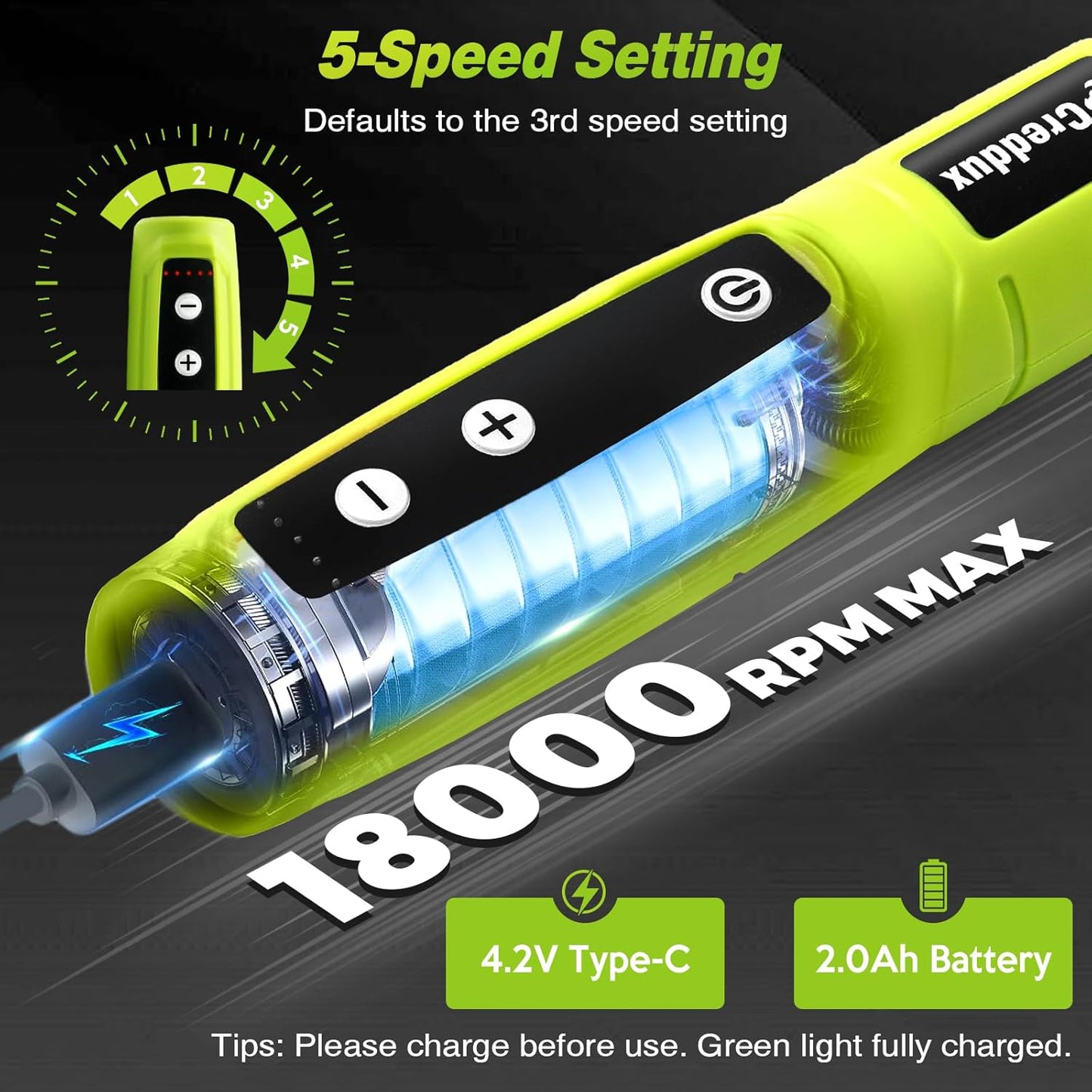 Cordless Rotary Tool,5 Speed Rotary Tool Kit With 71 Accessories,USB Charging,Multi-Purpose 4.2v Power Rotary Tools Easy Accessory Changes - Sanding, Polishing, Engraving and Cutting Green