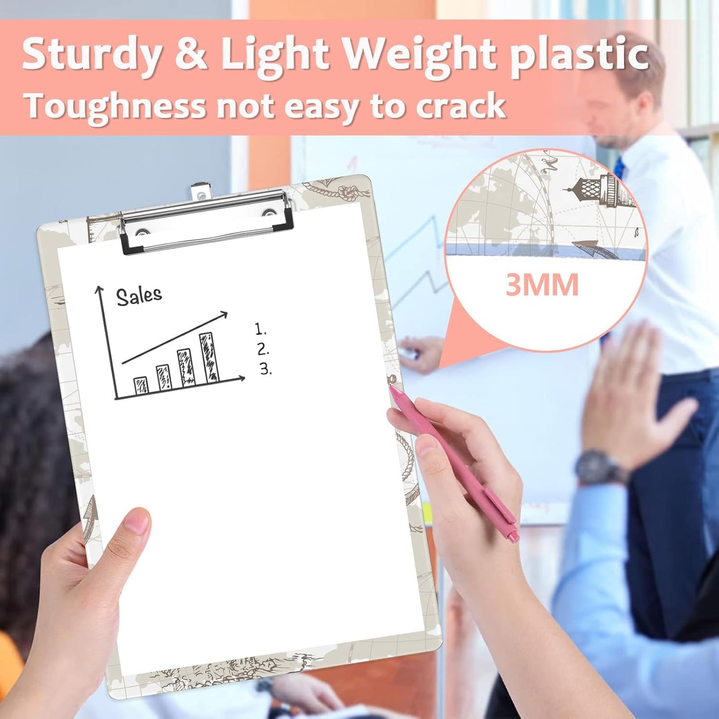 Compass Lighthouse Plastic Clipboards,Cute Fashion Clipboard Decorative 8.5" x 12.5"Standard A4 Size Clipboards,Acrylic Clipboard for Teacher,Social Worker,Students,Nurse,Office Supplies