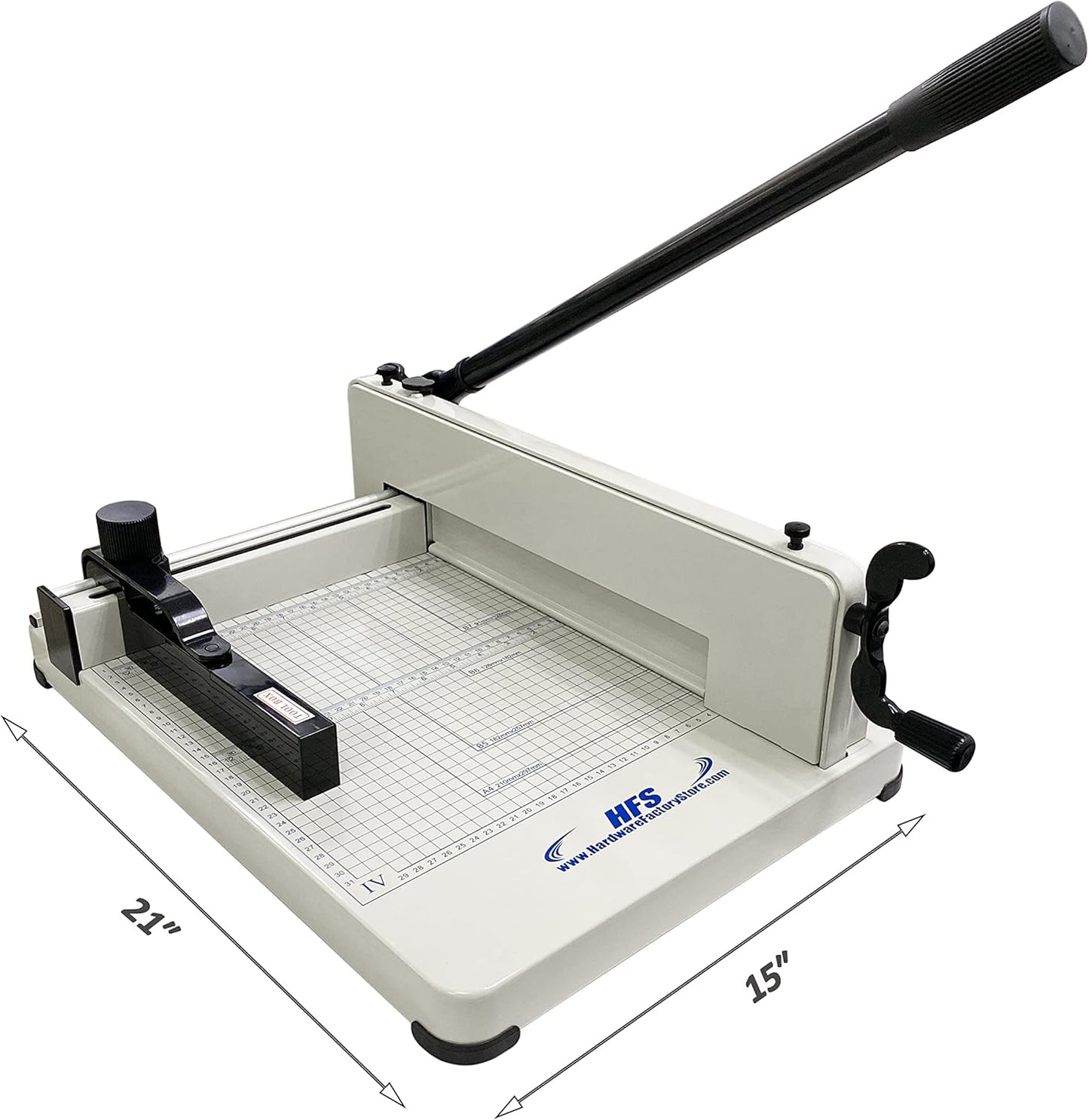 HFS(R) Heavy Duty Guillotine Paper Cutter Bundle - A4, 12'' Blade, 400 Sheet Capacity, Solid Steel Construction with Replacement Cutting Stick