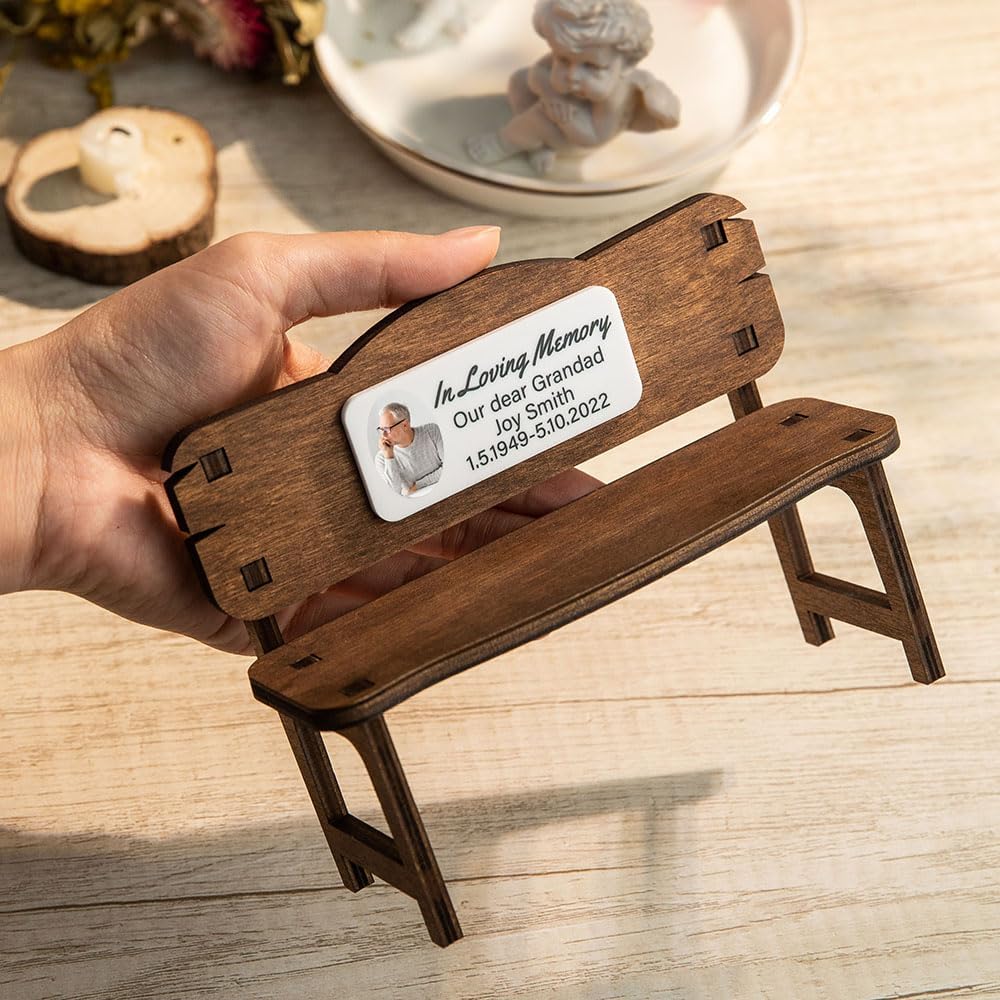 Custom Name Plate for Desk Wooden Personalized Engraved Memorial Beach Name Plates for Desk in Loving Memory Home Decor for Loved Ones/Pet Loss 5.91×4.72INCH