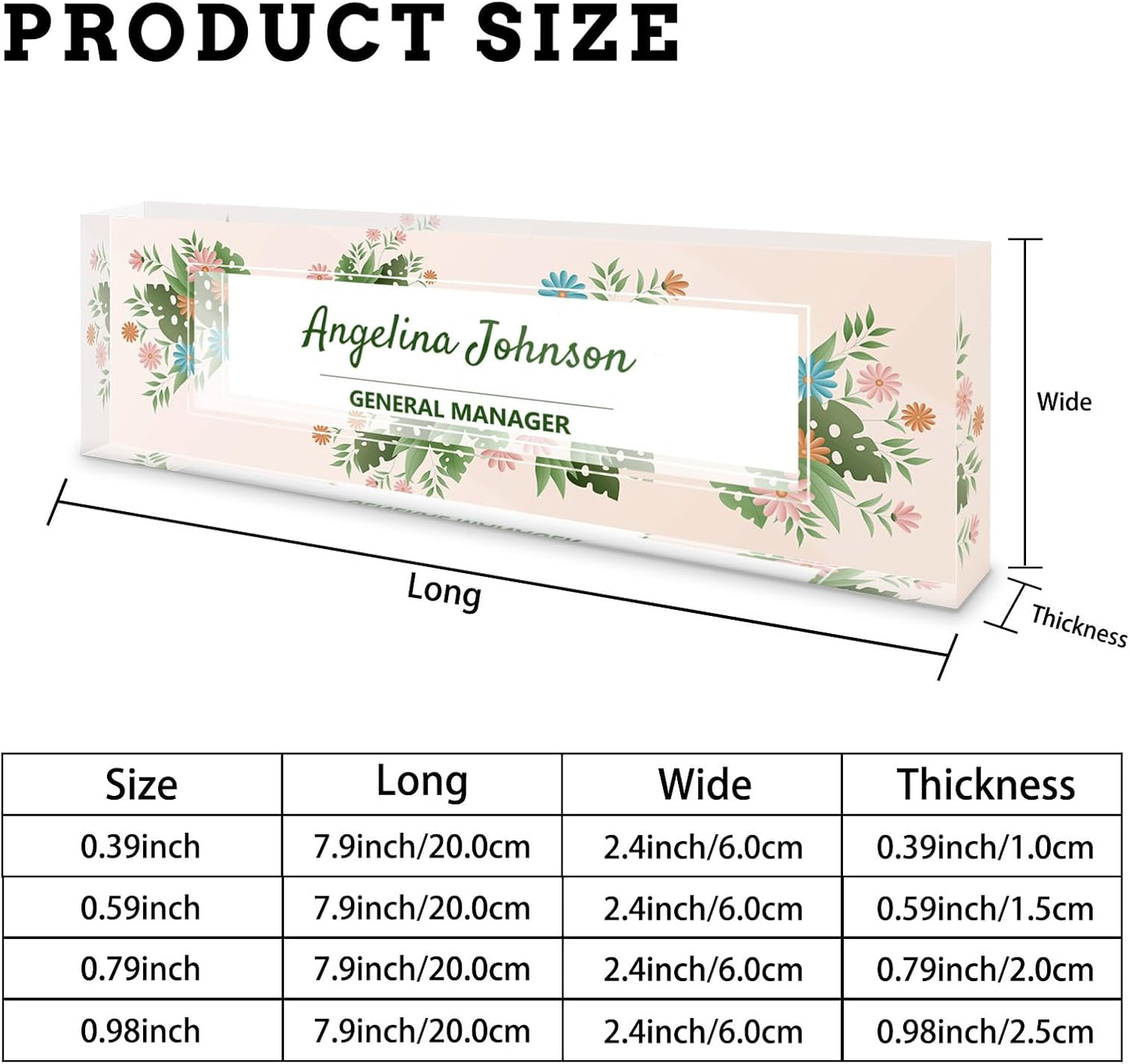 Personalized Name Plate for Desk, Custom Acrylic Desktop Accessories Office Decor for Women Men, Offices Gift for Coworkers Boss Teacher, Employee Appreciation Gifts